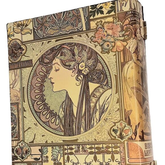 Decoupaged Laquer Box Alphonse Mucha La Peinture Laquered Trinket Jewelry Box - Picture 10 of 15